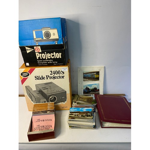 2 x 35mm projectors untested and selection of postcards and photographs