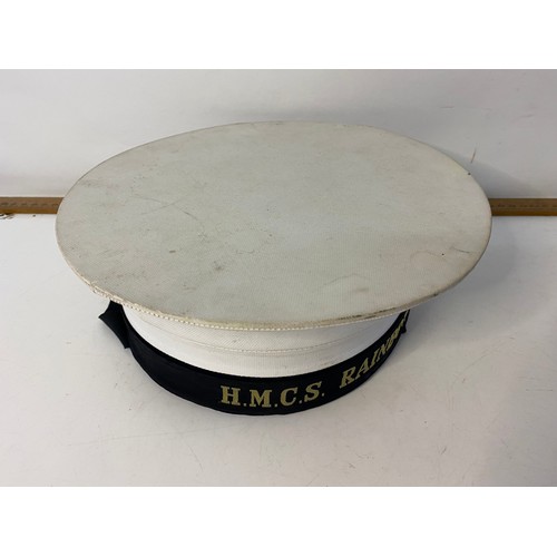 22 - Royal Navy cap H.M.S. Rainbow and leather ammunition pouch