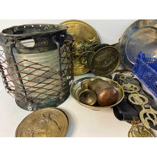 54 - Selection of brass, copper and silver plate goods