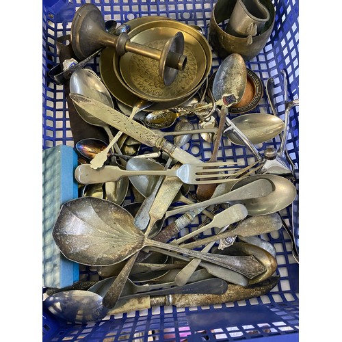 54 - Selection of brass, copper and silver plate goods