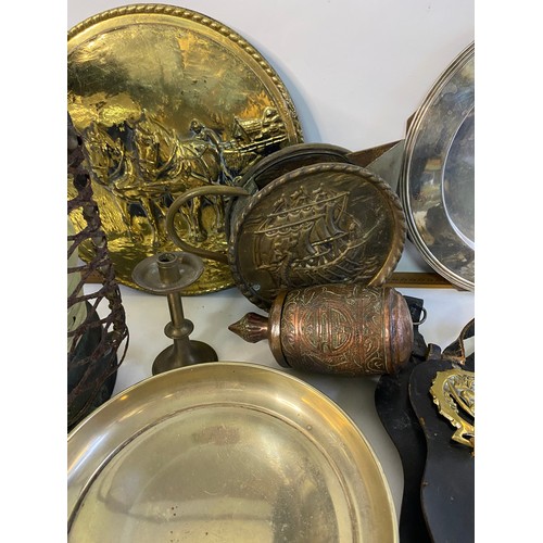54 - Selection of brass, copper and silver plate goods