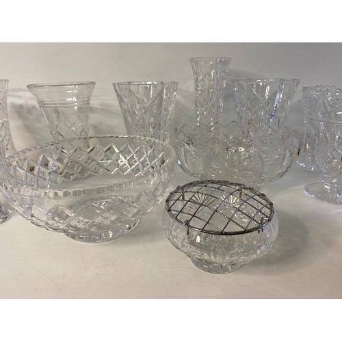55 - Collection of vintage crystal cut glass vases and bowls