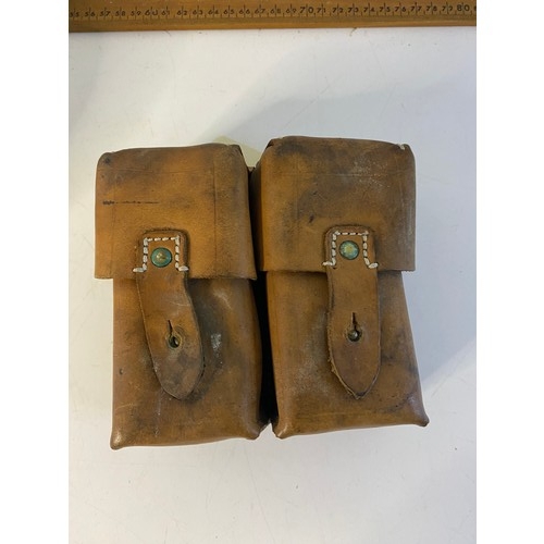 22 - Royal Navy cap H.M.S. Rainbow and leather ammunition pouch
