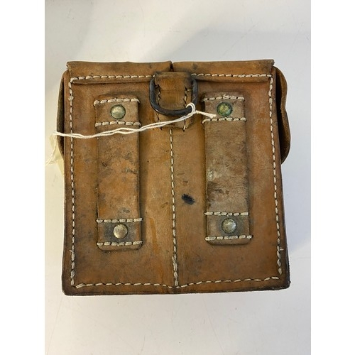 22 - Royal Navy cap H.M.S. Rainbow and leather ammunition pouch