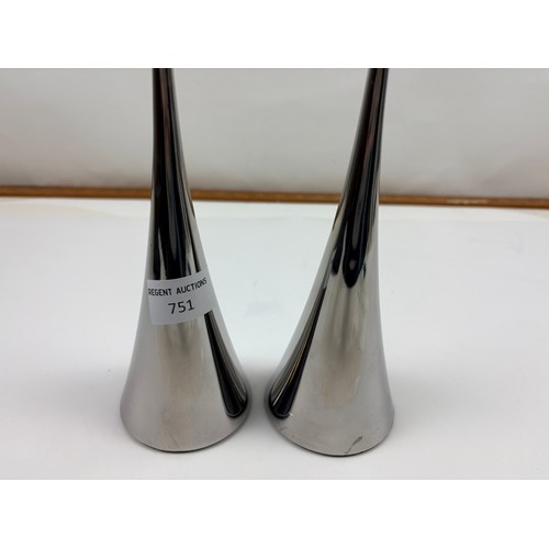 751 - Robert Welch stainless steel candle holders