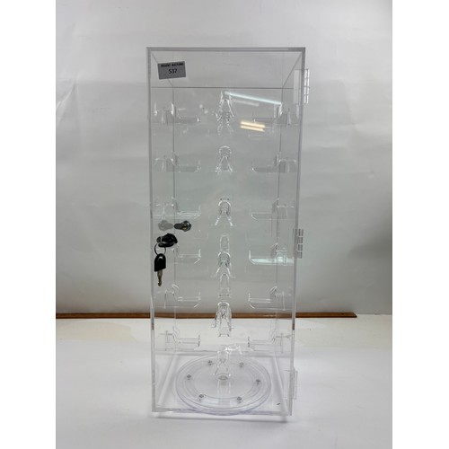 Lockable and rotating Durable perspex display cabinet 55x24cms