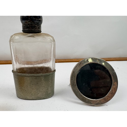 927 - Assortment of vintage curios to include Silver picture frame, pocket watch chains, napkin rings, spi... 