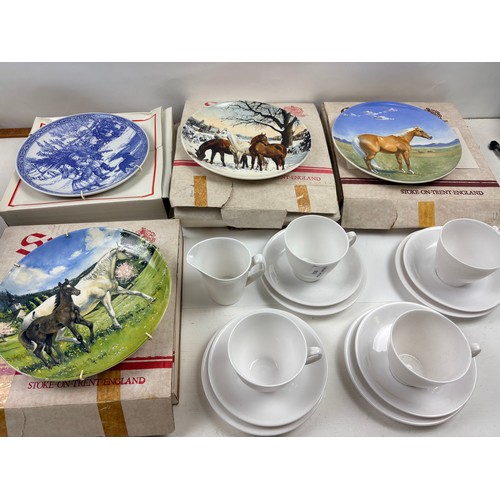 4 white Spode trios and matching milk jug and selection of boxed Spode ...