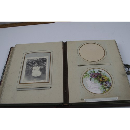 45 - Victorian photograph album with CDV and cabinet photographs