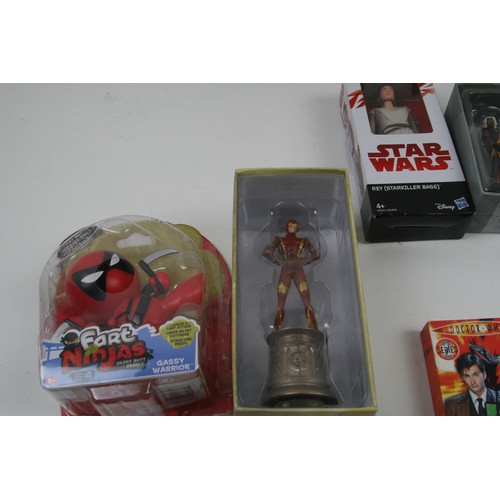 50 - Selection of boxed diecast figures from Marvel, DC, Bakugan and Fart Ninjas