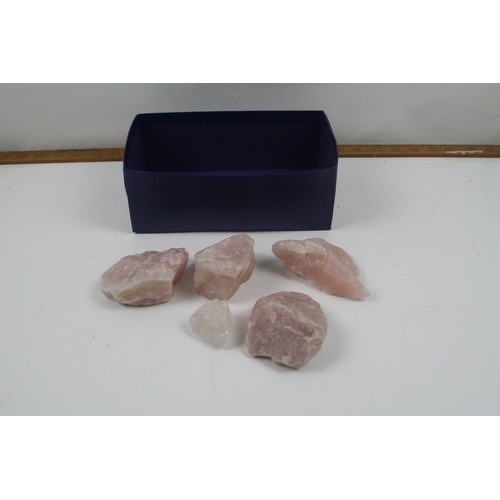 54 - Selection of unpolished rose quartz crystal rocks