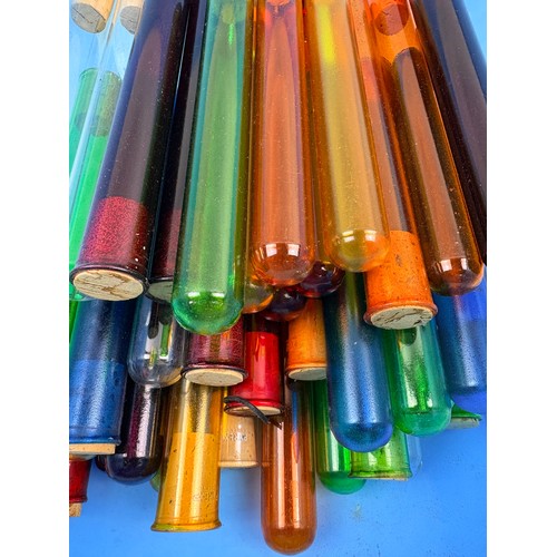 Collection of retro coloured test tubes