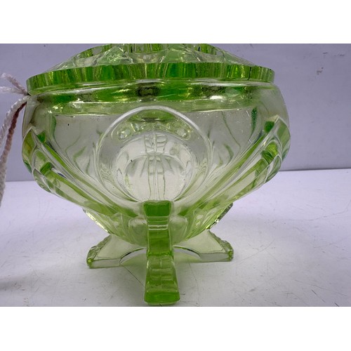Uranium glass rose bowl, 14cms tall