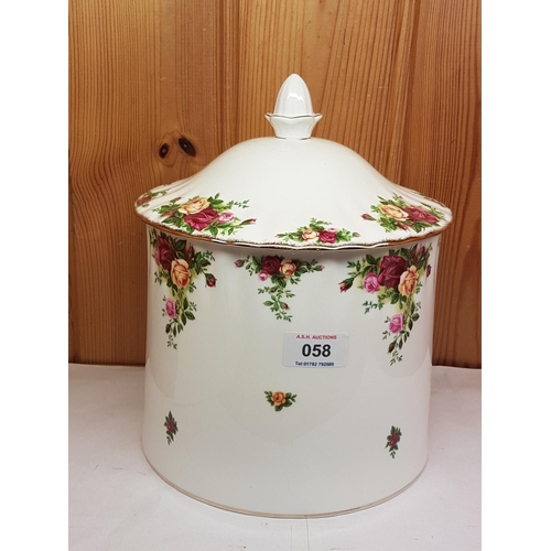 58 - ROYAL ALBERT CHINA BISCUIT BARREL IN THE OLD COUNTRY ROSES DESIGN (Original Box)