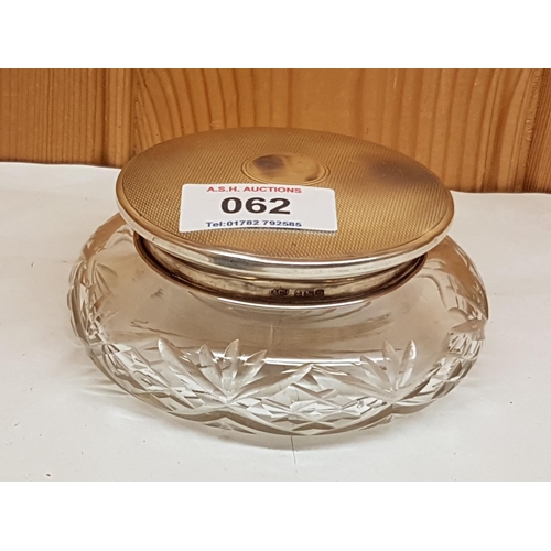 62 - SILVER TOP POWDER BOWL (Hallmarked Birmingham)