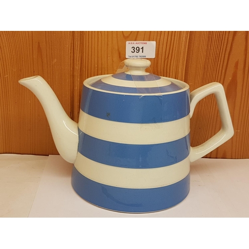 391 - T.G. GREEN CORNISH KITCHEN WARE BLUE/WHITE TEAPOT