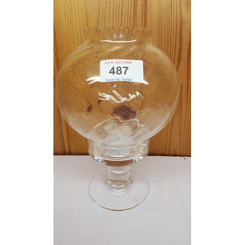 487 - GLASS HURRICANE LAMP