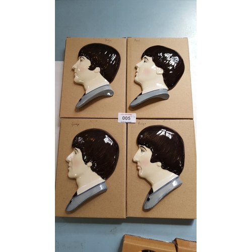 5 - MOORLAND POTTERY (Chelsea Works-Burslem,Stoke On Trent) SET OF BEATLES FACE MASKS (4)