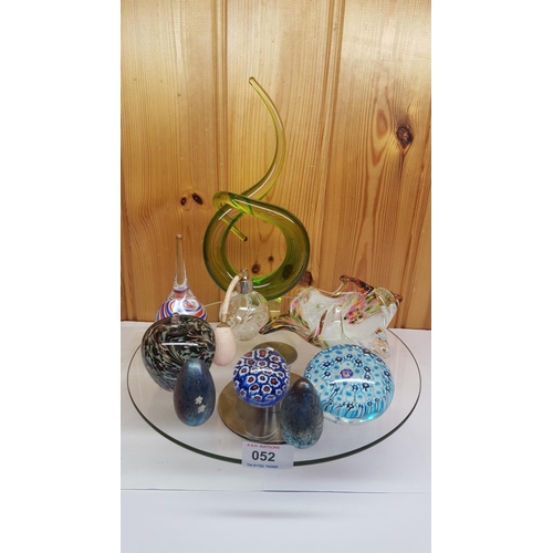 52 - GLASS STAND With PAPERWEIGHTS