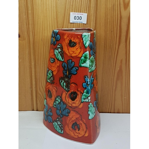 30 - ANITA HARRIS ART POTTERY 3 SIDED Large FLOWER VASE