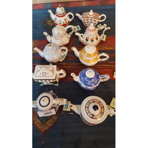 480 - PORCELAIN ART Miniature TEAPOTS (10)