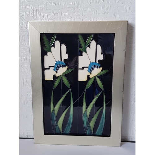 245 - MOORCROFT 26.5cm x 19cm  FRAMED RECTANGULAR  PLAQUE R.R.P. 389.00