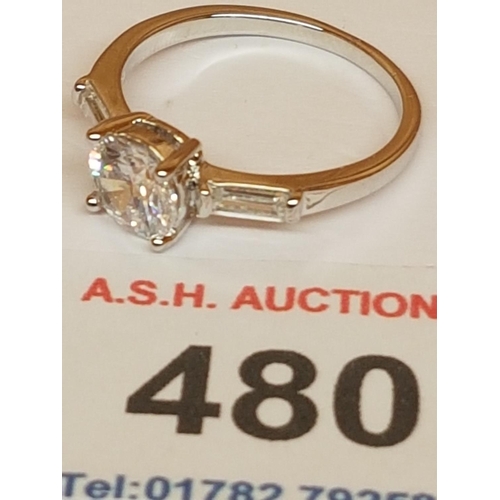 480 - SILVER LADIES STONE SET RING IN PRESENTATION BOX