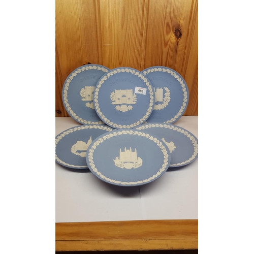 483 - WEDGWOOD PALE BLUE JASPER WARE PLATES (6) 1981 (2),82,83,87 And 88