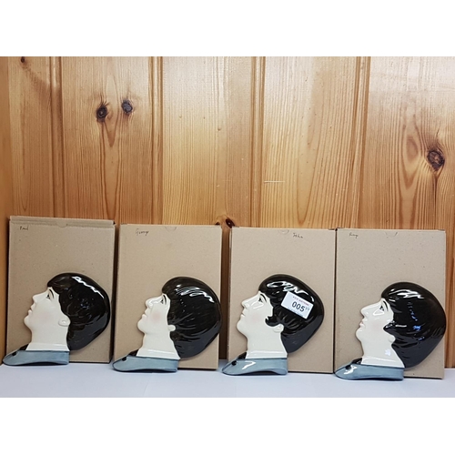 5 - MOORLAND POTTERY (Chelsea Works-Burslem,Stoke On Trent) SET OF BEATLES FACE MASKS (4)