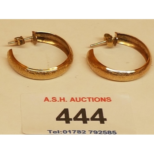 444 - 9ct GOLD WEDDING BAND EARRINGS