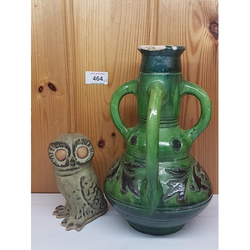 464 - STUDIO POTTERY JUG And MODEL OF AN OWL