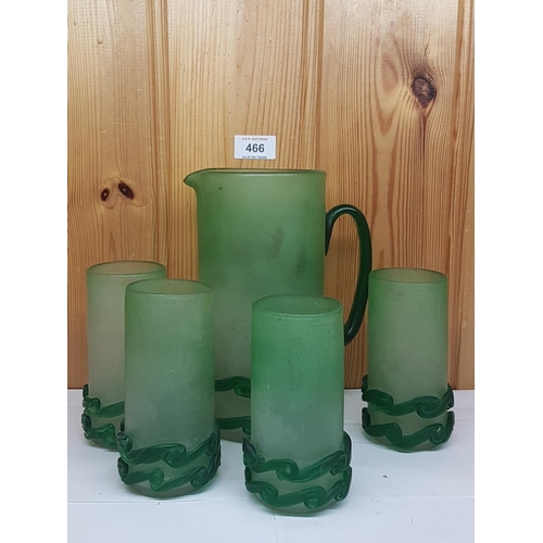 466 - GREEN GLASS LEMONADE SET