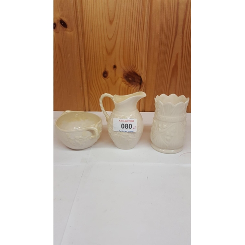 80 - BELLEEK POTTERY ITEMS (3)