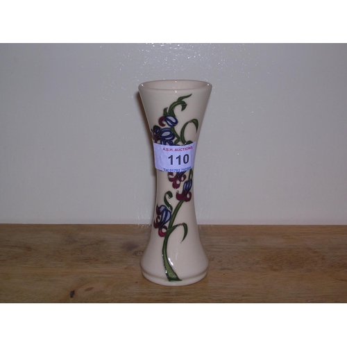 110 - MOORCROFT LONG NECK VASE IN THE BLUEBELL HARMONY DESIGN By Designer Kerry Goodwin  c2009