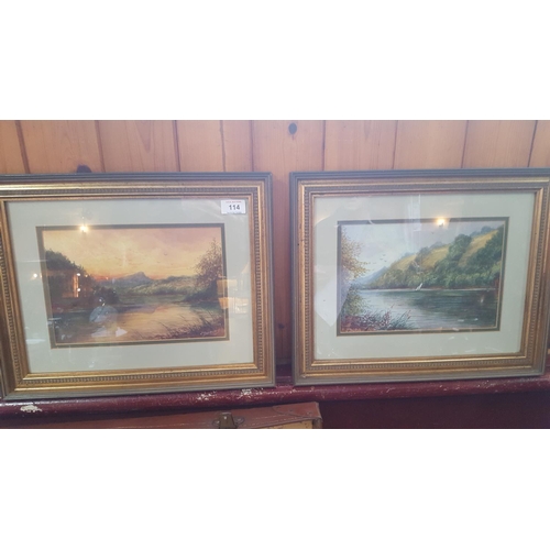 114 - FRAMED WATERCOLOURS (Pair) Signed By Artist J.Thorley  Dated 1914