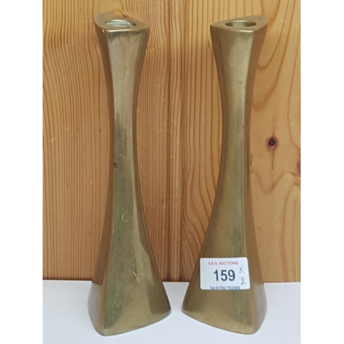 159 - BRASS SWEDISH ESKILSTUNA CANDLESTICKS (2) 1970'S Signed