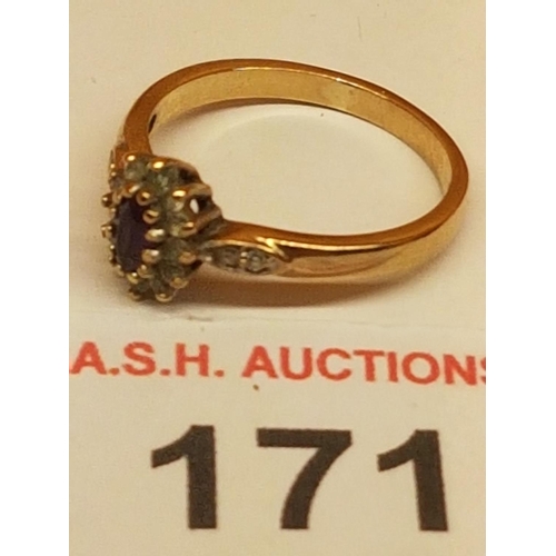 171 - 9ct GOLD & SAPPHIRE STONE SET RING (Boxed)