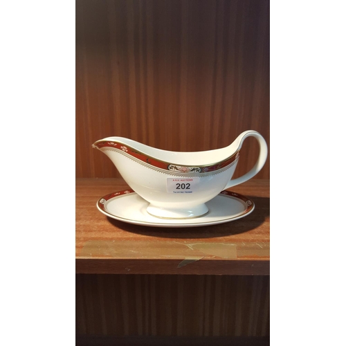 202 - ROYAL DOULTON CHINA GRAVY BOAT And UNDER TRAY IN THE SANDON DESIGN