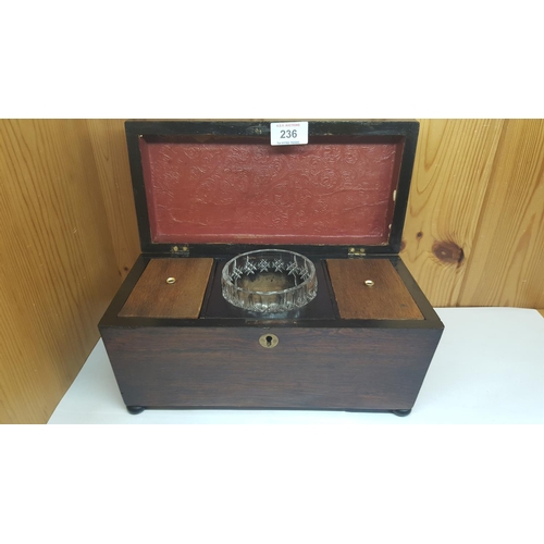 236 - VICTORIAN WOODEN TEA CADDY