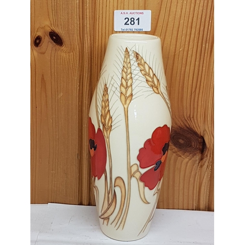 281 - MOORCROFT 20cm VASE IN THE HARVEST POPPY DESIGN By Designer Emma Bossons