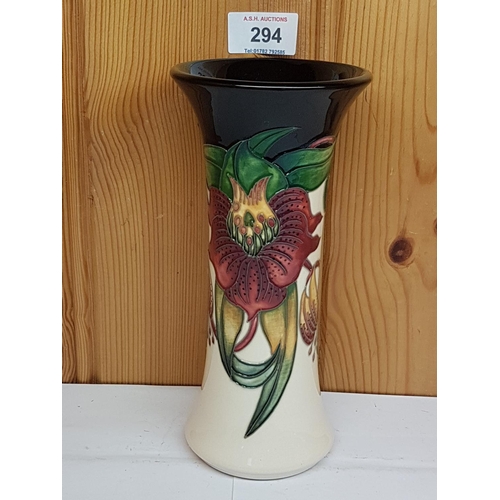 294 - MOORCROFT VASE IN THE ANNA LILY DESIGN By Designer Nicola Slaney