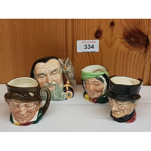 334 - ROYAL DOULTON MINIATURE TOBY JUGS (4)