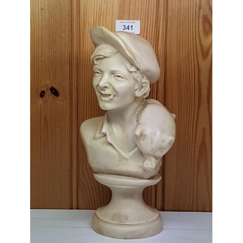 341 - RESIN Large FIGURINE OF A BOY WEARING A CAP And SMOKING A CIGARETTE