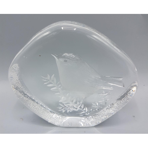 104 - MATT JOHANSSON CRYSTAL ROBIN PAPERWEIGHT