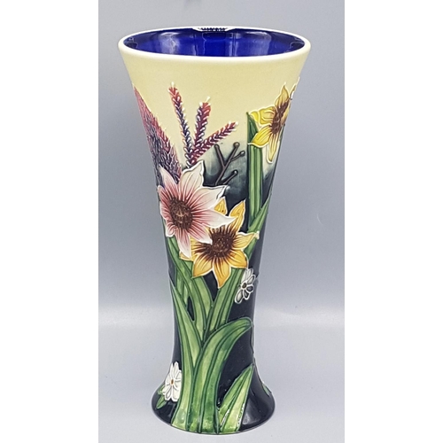 130D - OLD TUPTON WARE 20cm TUBELINED TRUMPET VASE (1165) IN THE SUMMER BOUQUET DESIGN