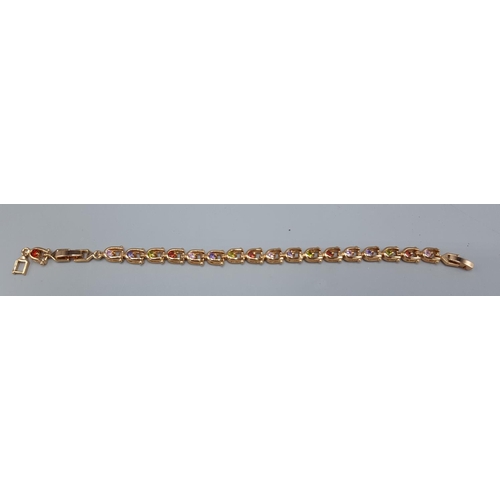 2 - 18ct (GF) MULTI-COLOURED SWAROVSKI CRYSTAL TENNIS BRACELET