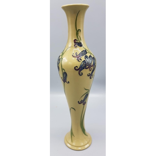 24 - MOORCROFT Tall VASE IN THE BLUEBELL DESIGN (Rare Celadon Colourway) (Badly Crazed)