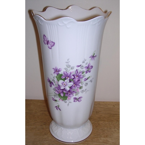 260 - AYNSLEY CHINA VASE IN THE ENGLISH VIOLETS DESIGN (Boxed)