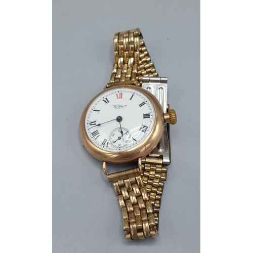 270 - WALTHAM 9ct GOLD CASE WATCH