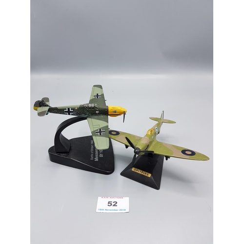 52 - DIE CAST PLANES (2) MESSENSCMITT & SPITFIRE